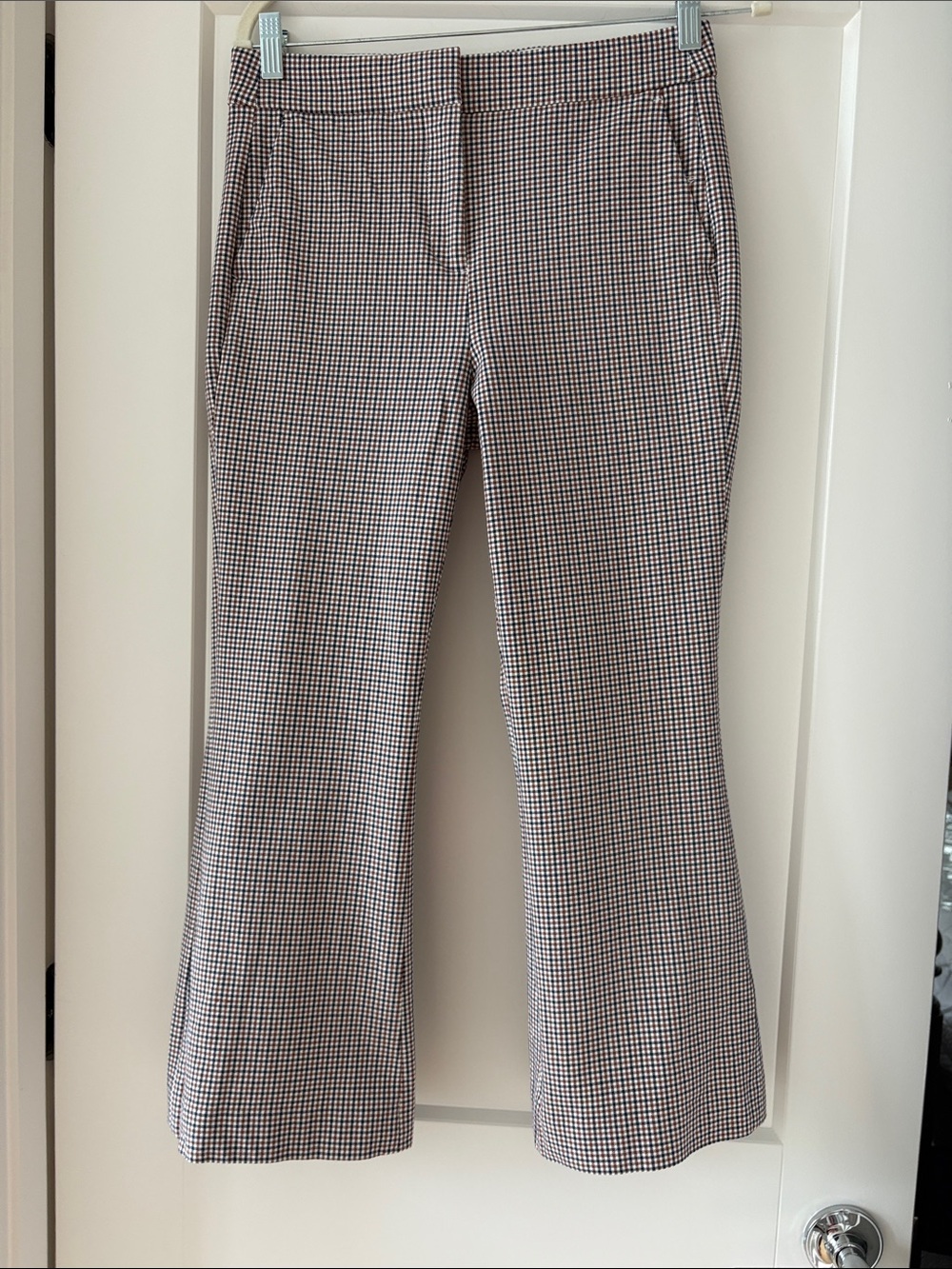 Women's JCrew Kelsey Pant navy blue and brown micro check